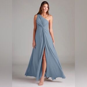 Azazie One Shoulder Blue Dress